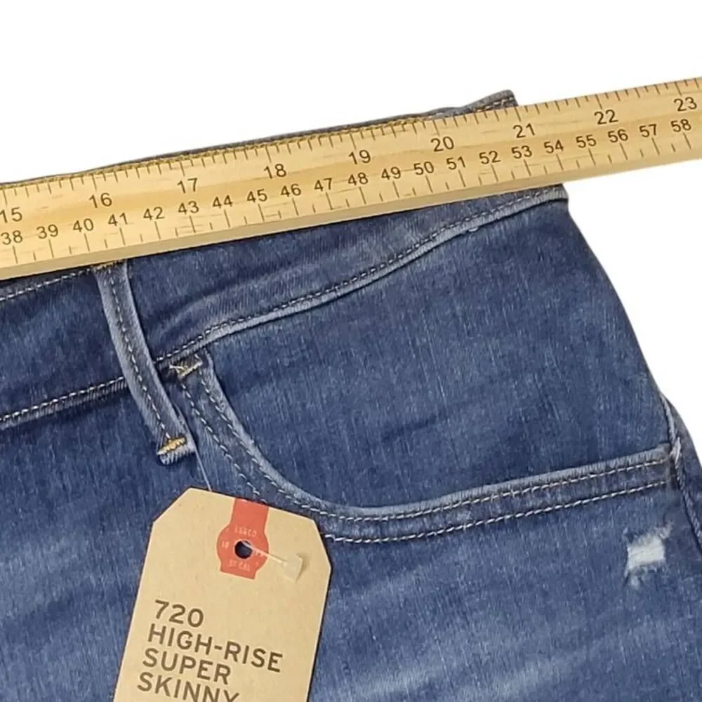 Levi's Jeans Women's Size 24W 720 High-Rise Super-Skinny Leg Denim Pants New wit - Picture 8 of 10